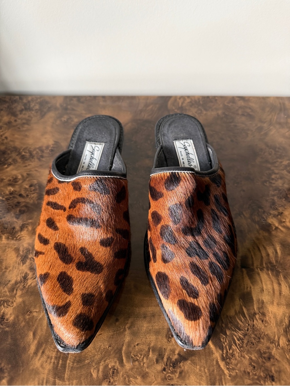 Seychelles Vintage Leopard-Print Calf Hair Pointed Slip-On Mules - Brown & Black